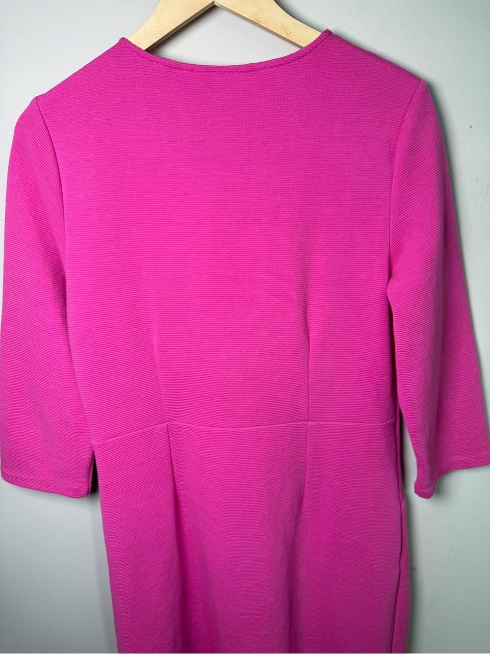 Boden Bronte Ottoman V-Neck Dress Pink Ribbed Knit 3/4 Sleeve Pockets Sz 10 - Picture 4 of 7